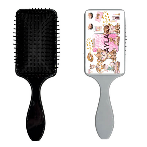 PERSONALISED NAME HAIR BRUSH:LEOPARD DESIGN