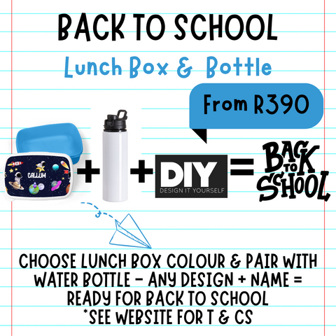 BACK TO SCHOOL PERSONALISED LUNCH BOX & BOTTLE COMBO