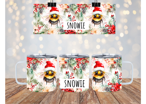 'BEE MERRY' PERSONALISED CHRISTMAS STAINLESS STEEL MUG