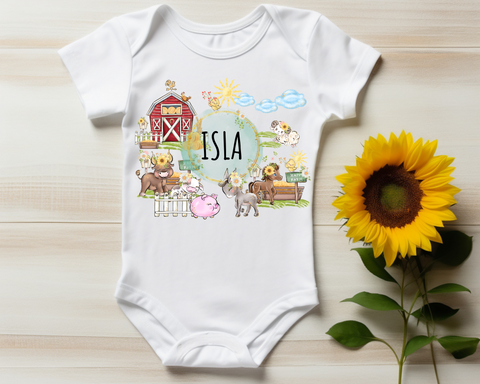 'FARM-TASTIC' PERSONALISED BABY GROW