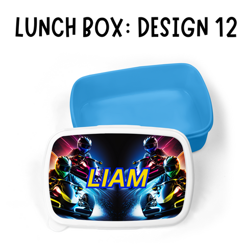 BACK TO SCHOOL PERSONALISED LUNCH BOX: DESIGN 12 RACING CAR