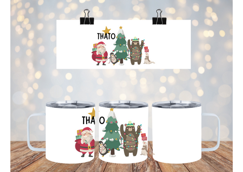 PERSONALISED CHRISTMAS STAINLESS STEEL MUG: DESIGN 1