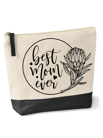 'BEST MOM EVER' PERSONALISED PROTEA DESIGN MAKEUP BAG