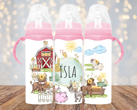 'FARM - TASTIC' 8 OZ 240ML PERSONALISED BABY BOTTLE