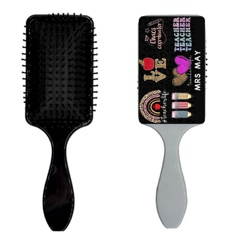 PERSONALISED NAME HAIR BRUSH TEACHER DESIGN