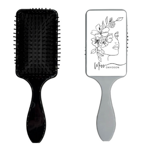 PERSONALISED NAME HAIR BRUSH LINE DRAWING DESIGN