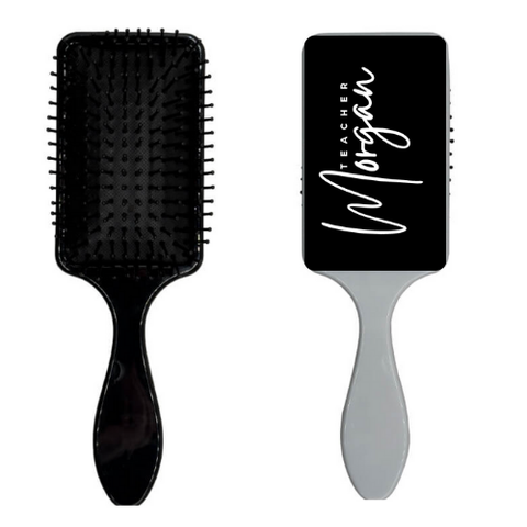 PERSONALISED NAME HAIR BRUSH TEACHER DESIGN