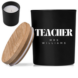 OKIYO PERSONALISED SCENTED GLASS & BAMBOO CANDLE TEACHER DESIGN