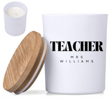 OKIYO PERSONALISED SCENTED GLASS & BAMBOO CANDLE TEACHER DESIGN