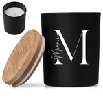 OKIYO PERSONALISED SCENTED GLASS & BAMBOO CANDLE MONOGRAM DESIGN