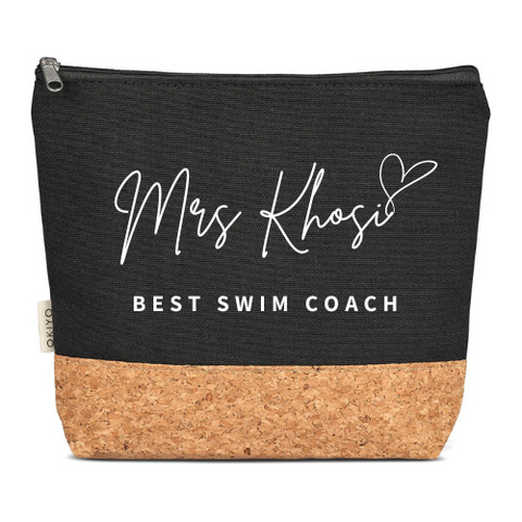 'BEST SWIM COACH' PERSONALISED COTTON COSMETIC BAG