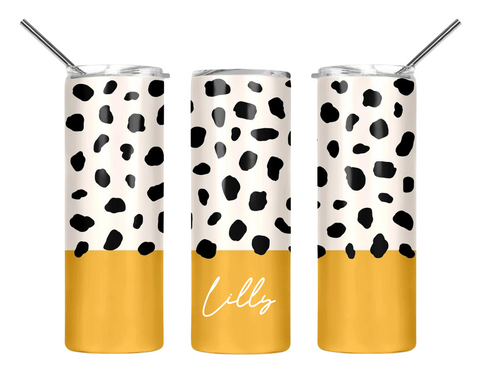 'BE SPOTTED' WITH THIS WILD MUSTARD LEOPARD PERSONALISED TUMBLER