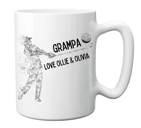 GOLFING GRANDPA PERSONALISED SILHOUTTE MUG