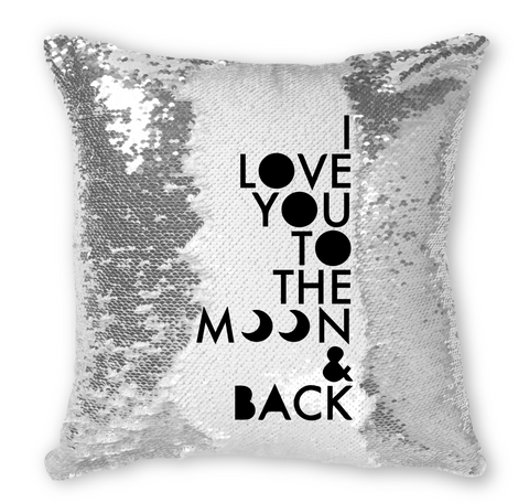 'I LOVE YOU TO THE MOON' PERSONALISED MAGICAL FLIP SEQUIN PILLOW