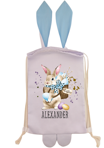 'EGG-CITED BUNNY' PERSONALISED DRAWSTRING BAG