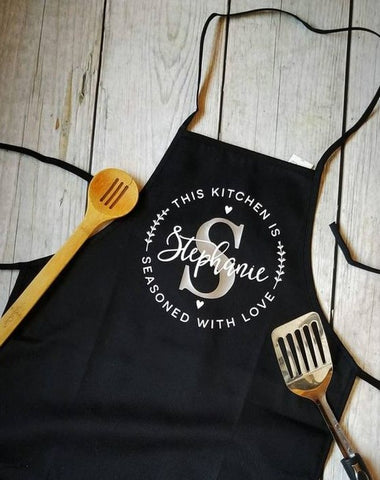 'SEASONED WITH LOVE' SIGNATURE MONOGRAM APRON