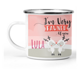 'I'M VERY FAWNED OF YOU' PERSONALISED ENAMEL CUP