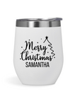 'MERRY CHRISTMAS' PERSONALISED DOUBLE - WALL HOT/COLD STAINLESS STEEL CUP