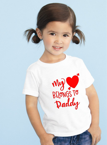 'MY HEART BELONGS TO DADDY' KIDS VALENTINES DAY T-SHIRTS