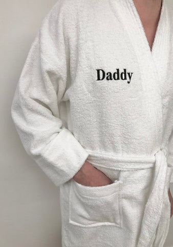 'BEST DADDY' CORAL FLEECE BATHROBES - EMBROIDERED FRONT