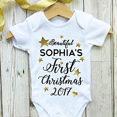 'BEAUTIFUL ' FIRST CHRISTMAS PERSONALISED BABY GROW