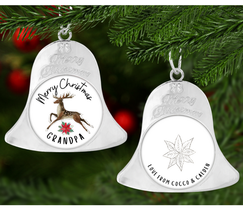 'I'M DREAMING OF A WHITE CHRISTMAS' METAL BELL SHAPE PERSONALISED TREE ORNAMENT