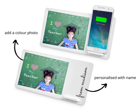 2 - IN - 1 PERSONALISED PHOTO FRAME & WIRELESS CHARGER - ADD NAME & PHOTO - TEACHER EDITION