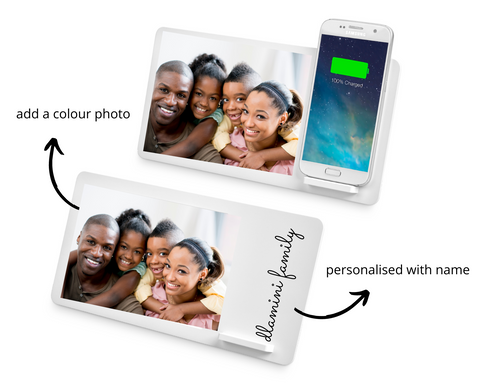 2 - IN - 1 PERSONALISED PHOTO FRAME & WIRELESS CHARGER - ADD NAME & PHOTO FAMILY EDITION