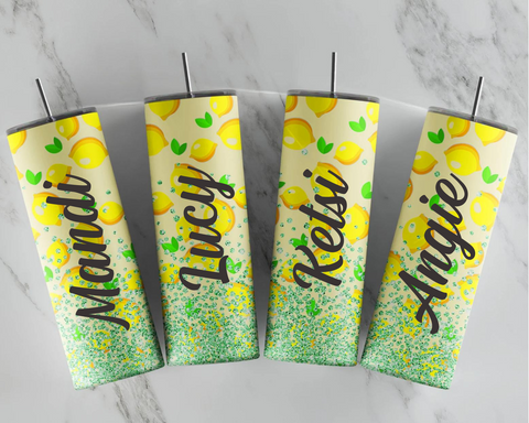 'SWEET OR SOUR' PERSONALISED SUMMER LEMON SKINNY TUMBLER 20 OZ