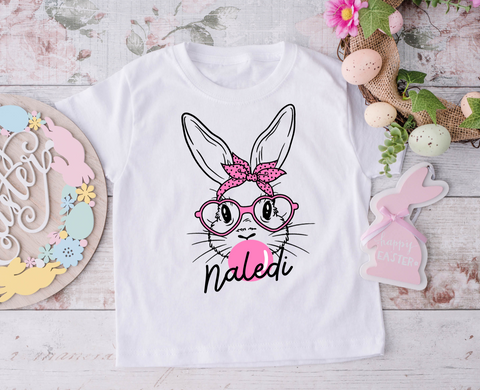 'BUBBLE GUM BUNNY' EASTER PERSONALISED KIDS T-SHIRT