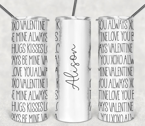 'LOVE & HUGS' PERSONALISED 20 OZ WHITE TUMBLER