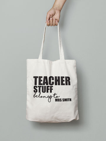 TEACHER STUFF - PERSONALISED COTTON FIBRE BAG