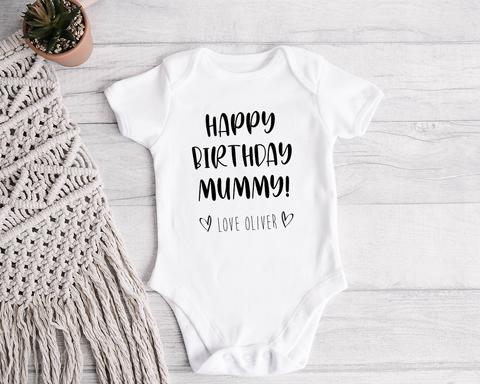 'HAPPY BIRTHDAY MOMMY/DADDY'  PERSONALISED BABY GROWS