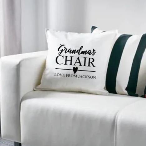 'GRANDMA OR GRANDPA'S CHAIR' LOVE GRAND KIDS PERSONALISED CUSHION