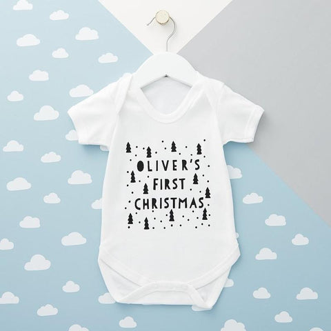 NORDIC STYLE FIRST CHRISTMAS PERSONALISED BABY GROW