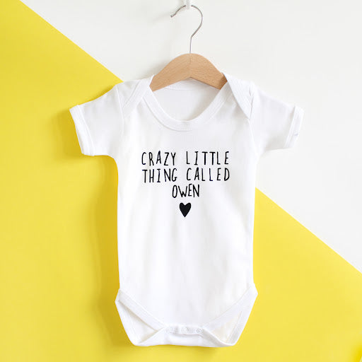 CRAZY LITTLE THING PERSONALISED BABY GROWS